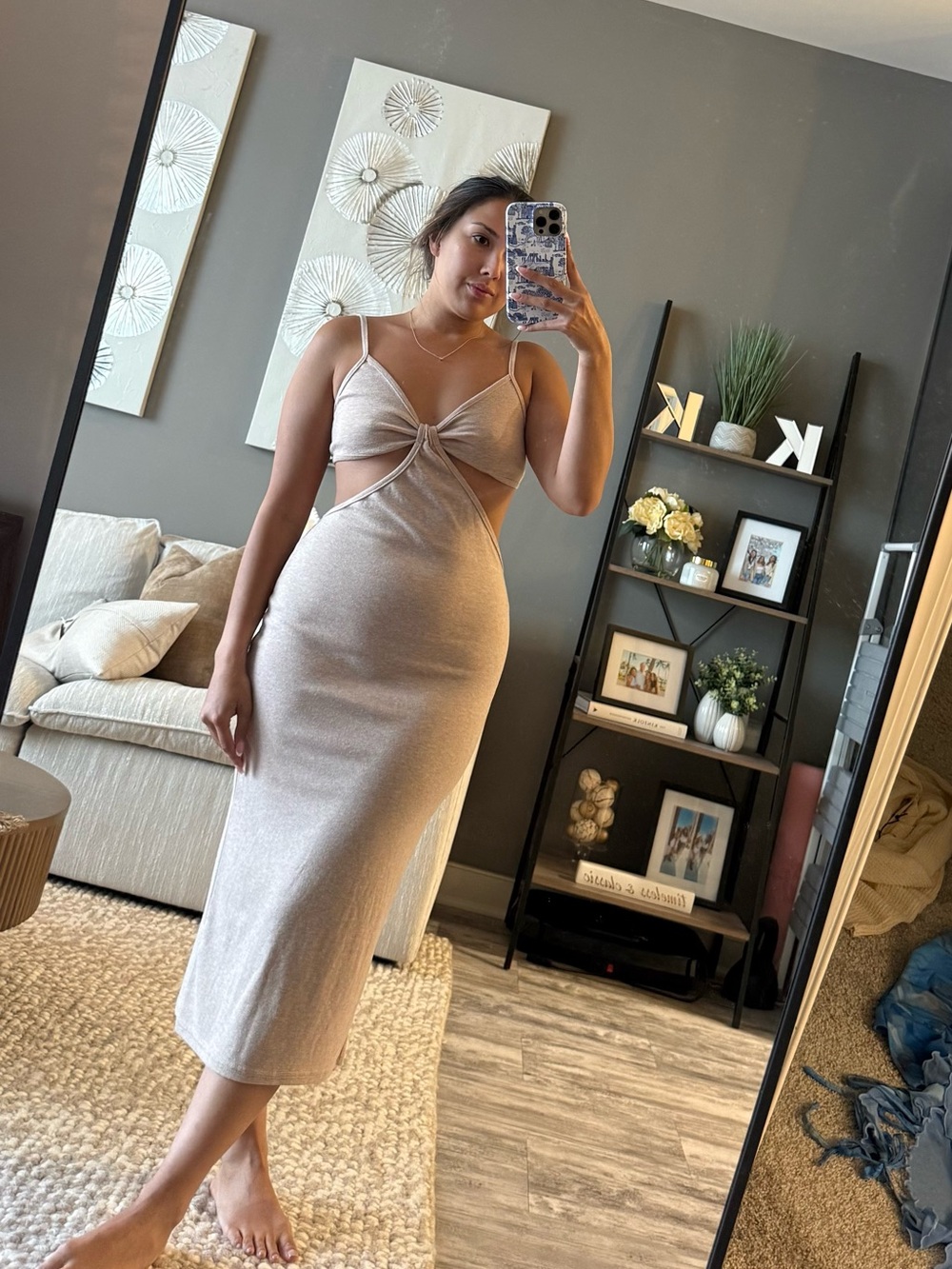 Midi Dress in Beige